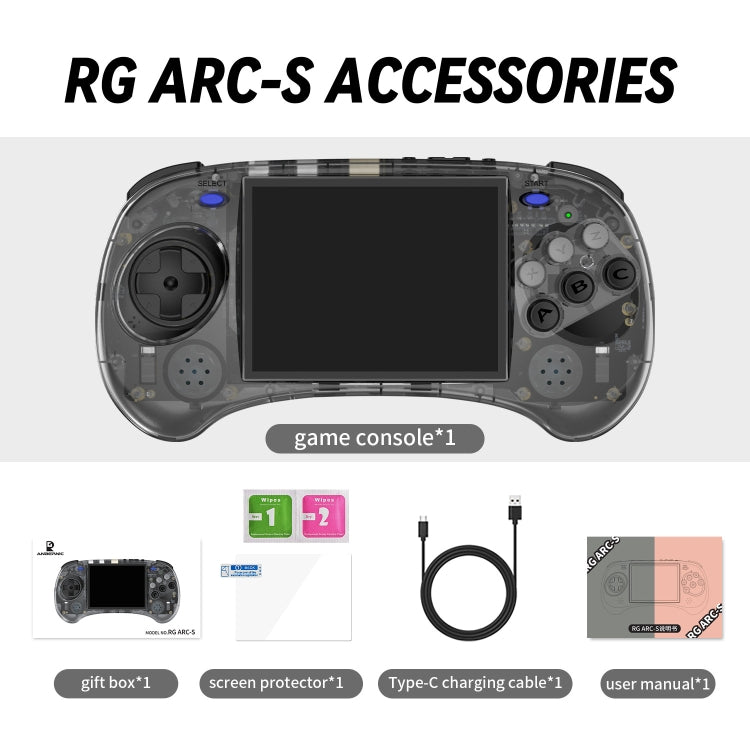 ANBERNIC RG ARC-S Handheld Game Console 4-Inch IPS Screen Linux System Portable Video Arcade 128G(Transparent Blue) - free shipping - PMC Jewellery - Order now!