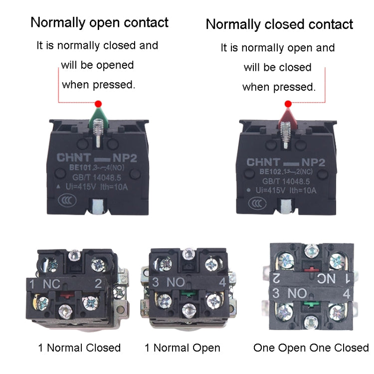 CHINT NP2-BW3361/24V 1 NO Pushbutton Switches With LED Light Silver Alloy Contact Push Button (Green) - Car Switches by PMC TechLife | Online Shopping South Africa | PMC TechLife | Buy Now Pay Later Mobicred