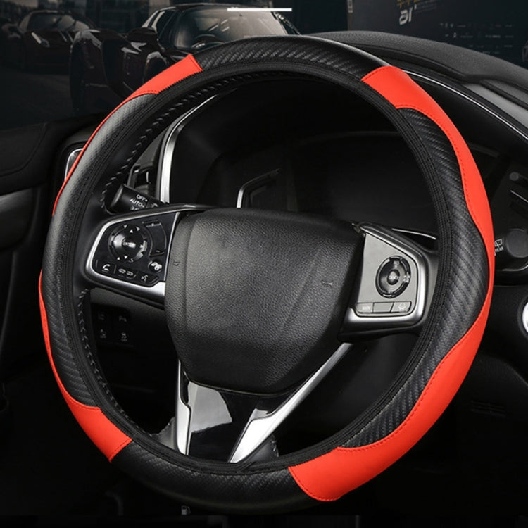 39cm Carbon Fiber Elastic Leather Without Inner Ring Car Steering Wheel Cover, Color: Blue - Steering Wheel Accessories by PMC TechLife | Online Shopping South Africa | PMC TechLife | Buy Now Pay Later Mobicred