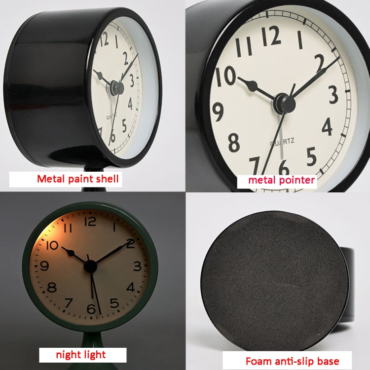 Metal Retro Silent Table Alarm Clock Student Bedside Clock With Night Light(Green) - Novelty Clock by PMc TechLife | Online Shopping South Africa | PMc TechLife | Buy Now Pay Later Mobicred