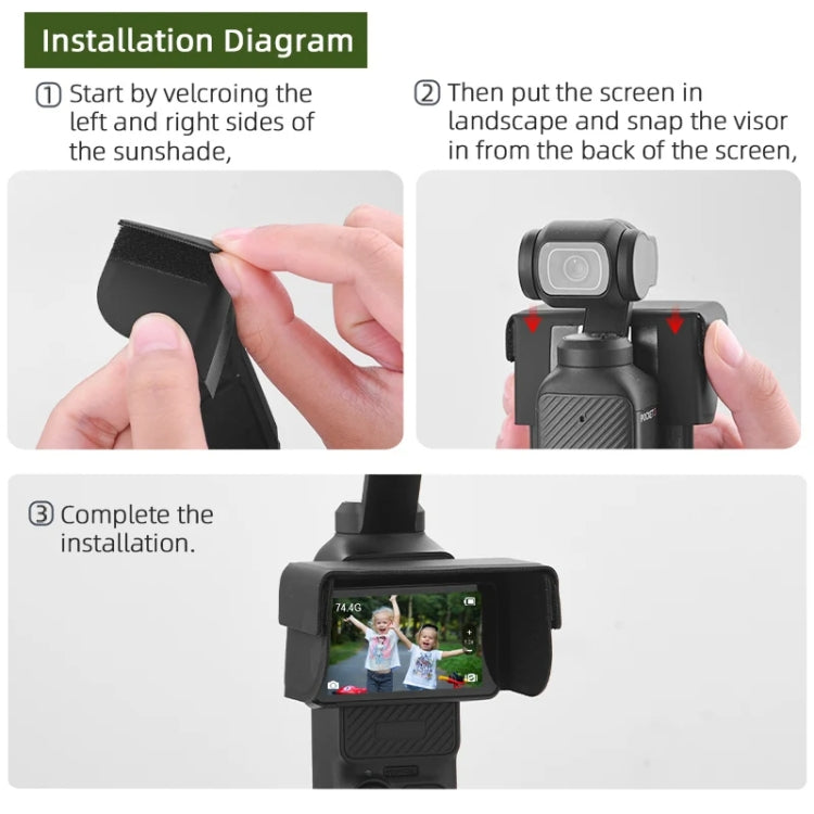 For DJI Osmo Pocket 3 BRDRC Sunshade Hood Light Weight Screen Shade(Black) - Other Accessories by BRDRC | Online Shopping South Africa | PMC TechLife | Buy Now Pay Later Mobicred