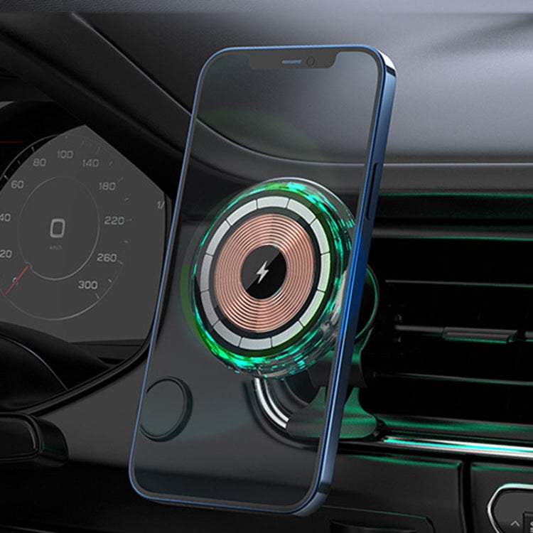 For iPhone Magsafe Magnetic Car Wireless Charger Phone Holder Light Emitting Wireless Charger, Style: Ice Blue Breathe Light - Wireless Charger Holders by PMC TechLife | Online Shopping South Africa | PMC TechLife | Buy Now Pay Later Mobicred