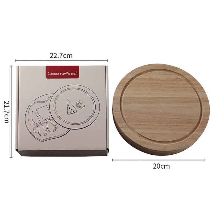 4pcs /Set Round Oak Box Cheese Knife Spatula Stainless Steel Cheese Tools Cutlery, Color: Steel Color - Baking Pastry Tools by PMC TechLife | Online Shopping South Africa | PMC TechLife