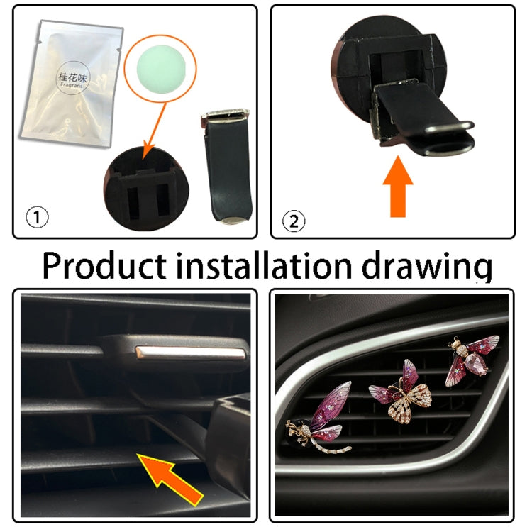 3pcs/set Metal Butterfly Dragonfly Bee Car Air Vent Aromatherapy Decorative Clip(Green) - Air Freshener by PMC TechLife | Online Shopping South Africa | PMC TechLife | Buy Now Pay Later Mobicred