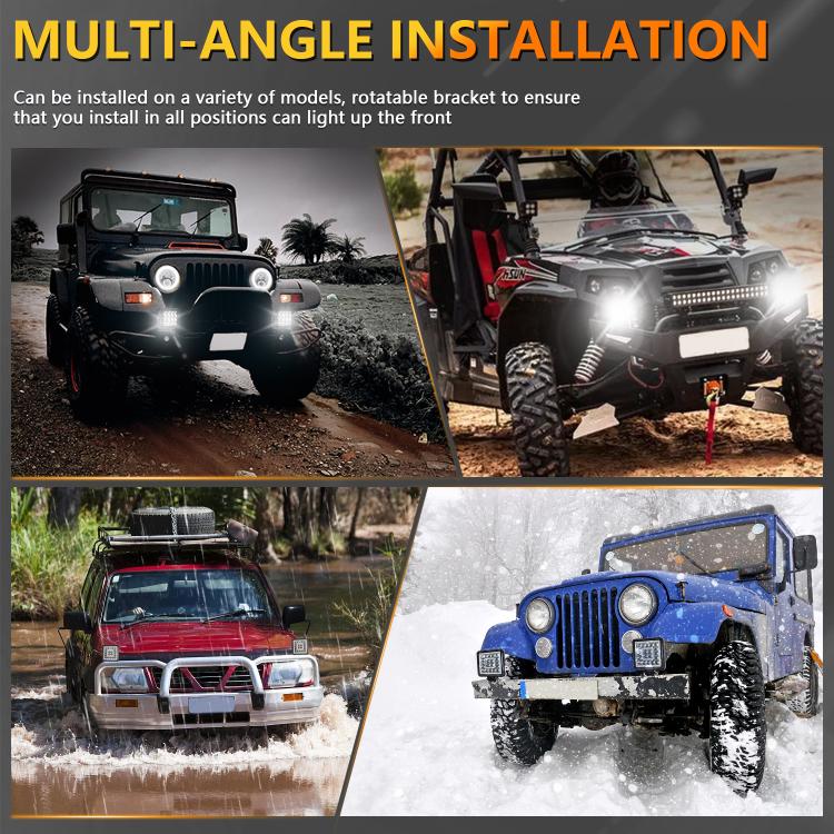 4 Inch Square Mixed Light Double-Circle Angel Eye Work Light(E10 1pair) - Work Lights by PMc TechLife | Online Shopping South Africa | PMc TechLife | Buy Now Pay Later Mobicred