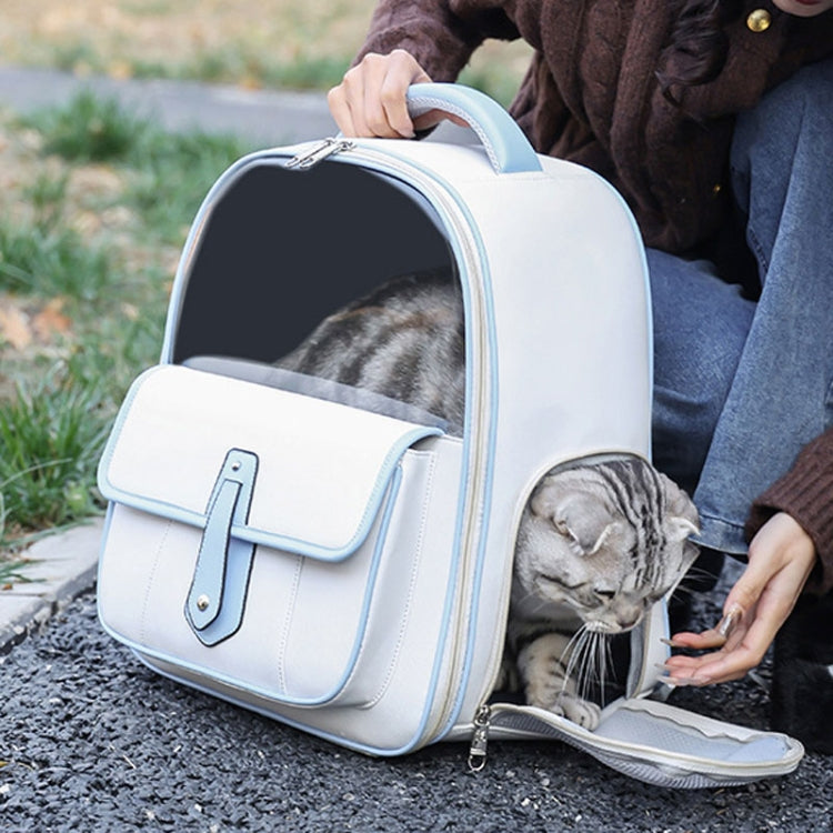 PU Pet Bag Cats And Dogs Outing Carrying Capsule Double Shoulder Backpacks(Model 6 White) - Pet Storages & Bags by PMC TechLife | Online Shopping South Africa | PMC TechLife | Buy Now Pay Later Mobicred