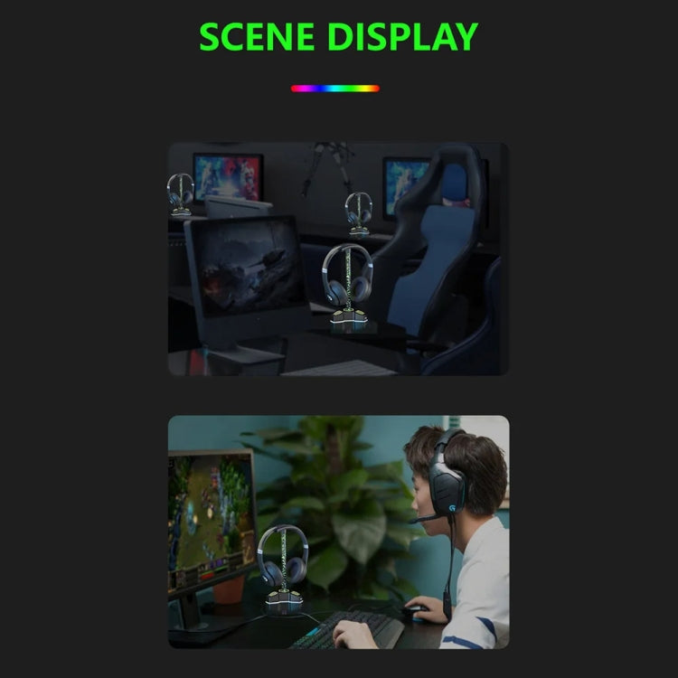 RGB Lighted Headphone Stand With Ambient Light USB Expansion Port Headphone Display Bracket, Style: Without 3.5mm Port - free shipping - PMC TechLife - Order now!