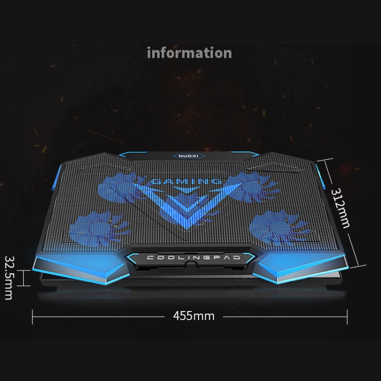 NUOXI 5 Fans Laptop Radiator Bracket Height Adjustable with Dual USB Ports(Black and Blue) - free shipping - PMC Jewellery - Order now!