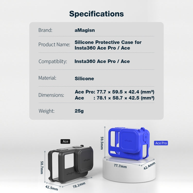 aMagisn Silicone Protection Case Sports Camera Protection Accessories For Insta360 Ace Pro (Black) - Case & Bags by aMagisn | Online Shopping South Africa | PMC TechLife | Buy Now Pay Later Mobicred