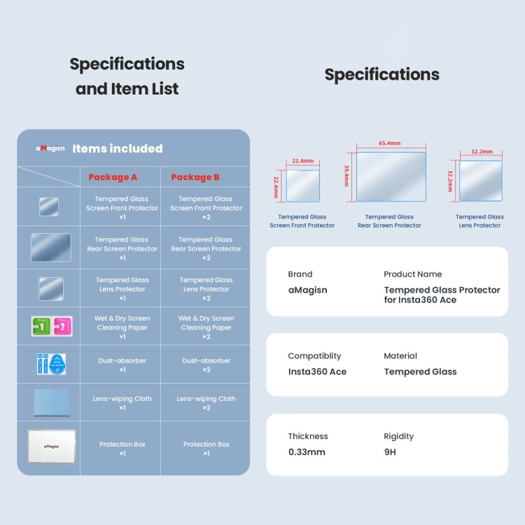 3 In 1 For Insta360 ACE aMagisn Tempered Film Protective Stickers Sports Camera Accessories - Protective Film & Stickers by aMagisn | Online Shopping South Africa | PMC TechLife | Buy Now Pay Later Mobicred