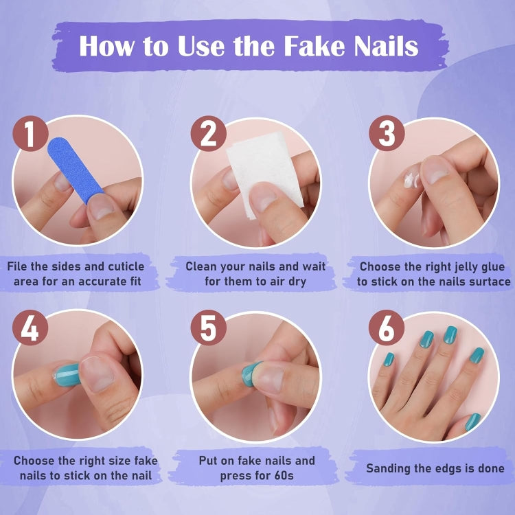 24pcs /Box Press On Nails Dark Star and Moon Series False Nails Mid-Length Ballet Nails(R722) - Nail Stickers by PMC Jewellery | Online Shopping South Africa | PMC Jewellery | Buy Now Pay Later Mobicred