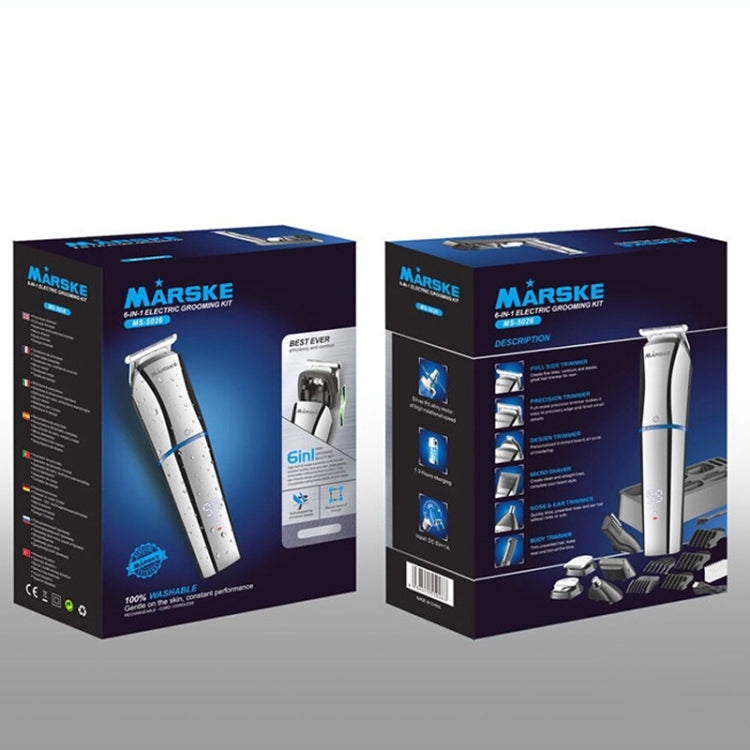 MARSKE 6 In 1 Hair Clipper Grooming Set Rechargeable Razor Carving Nose Hair Trimmer US Plug - free shipping - PMC TechLife - Order now!