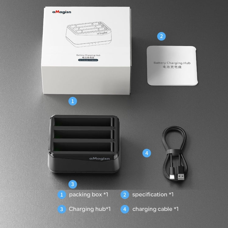 For Insta360 X4 AMagisn Battery Charger Charging Seat Camera Accessories - free shipping - PMC TechLife - Order now!