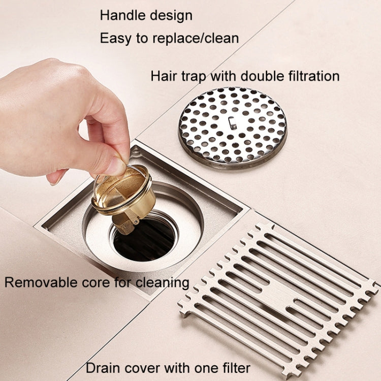 All Copper Brushed Anti-Odor Floor Drain Gravity Copper Core Bathroom Floor Drain, Specification: Square Invisible - Drain Strainers by PMc TechLife | Online Shopping South Africa | PMc TechLife | Buy Now Pay Later Mobicred