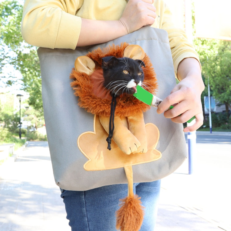 Canvas Expandable Little Lion Shape Cat Bag Small Dog Handbag, Size: Large (Dark Gray) - Pet Bags by PMC TechLife | Online Shopping South Africa | PMC TechLife | Buy Now Pay Later Mobicred