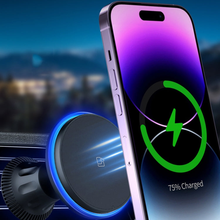Car Magnetic Wireless Charging Cell Phone Holder With Ambient Light, Style: Blue Light - Wireless Charger Holders by PMC TechLife | Online Shopping South Africa | PMC TechLife | Buy Now Pay Later Mobicred