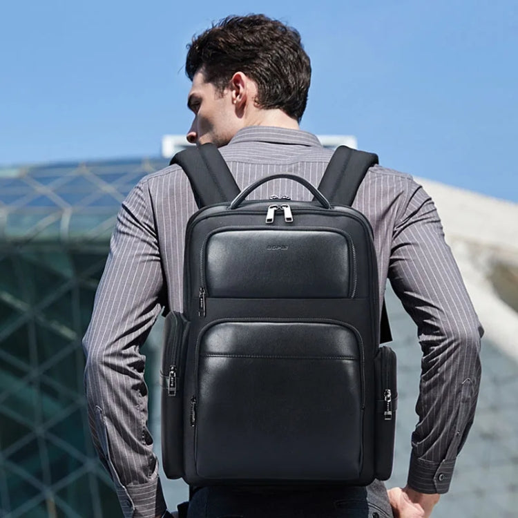 Bopai 61-125031 Large-capacity First-layer Cowhide Business Laptop Backpack With USB+Type-C Port(Black) - free shipping - PMC Jewellery - Order now!