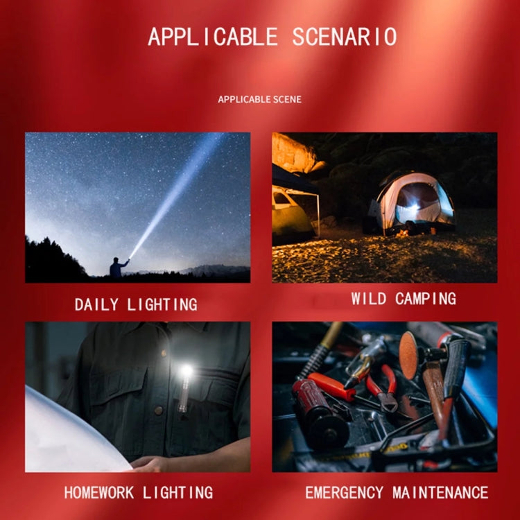 90 Degree Foldable Flashlight White / Red / Green Lights Waterproof Magnetic Torch Built In 18650 Lithium Battery - LED Flashlight by PMc TechLife | Online Shopping South Africa | PMc TechLife | Buy Now Pay Later Mobicred