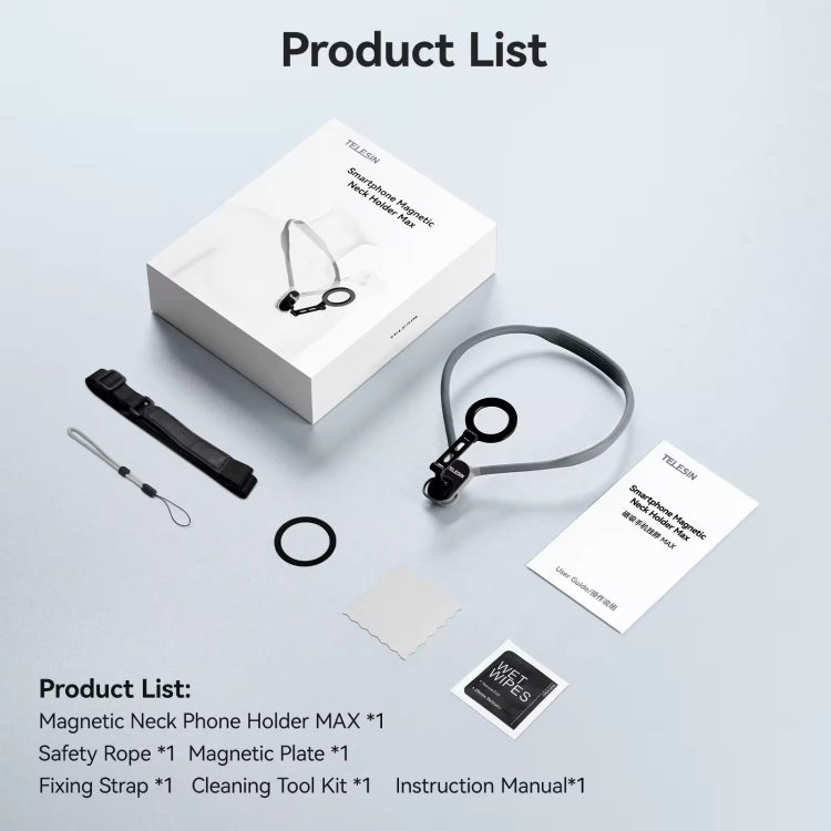 TELESIN MNM-002 Magsafe Magnetic Suction Mobile Phone Hanging Neck POV Viewing Angle Lazy Stand(Gray) - Stand by TELESIN | Online Shopping South Africa | PMC TechLife | Buy Now Pay Later Mobicred