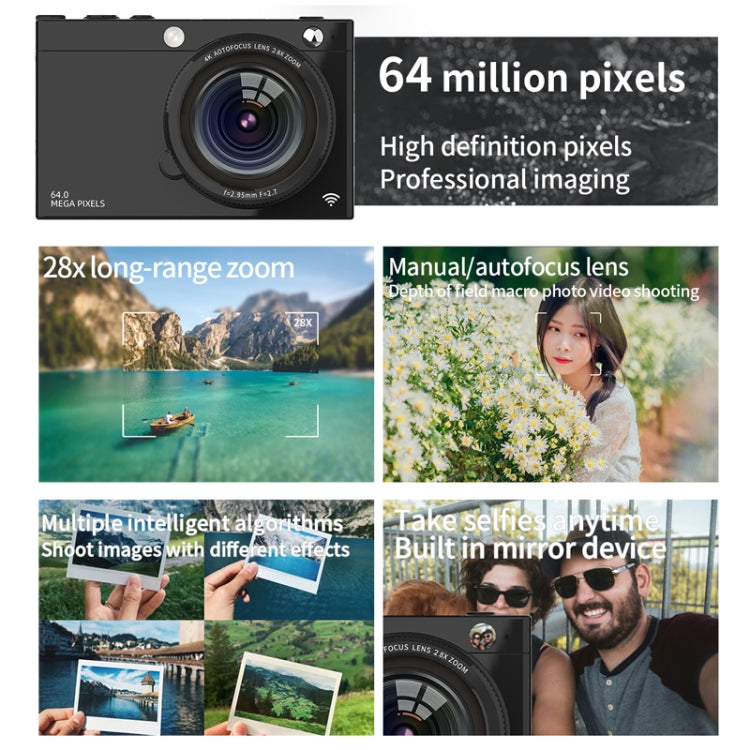 High-Definition CCD Digital Camera 64 Million WiFi Card Camera, Color: Black + Microphone - Video Cameras by PMC TechLife | Online Shopping South Africa | PMC TechLife | Buy Now Pay Later Mobicred