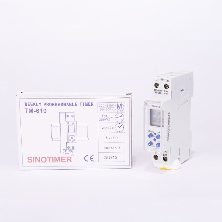 SINOTIMER TM610-2 220V 18mm Width Weekly Programmable Digital Timer Switch - free shipping - PMC TechLife - Order now!