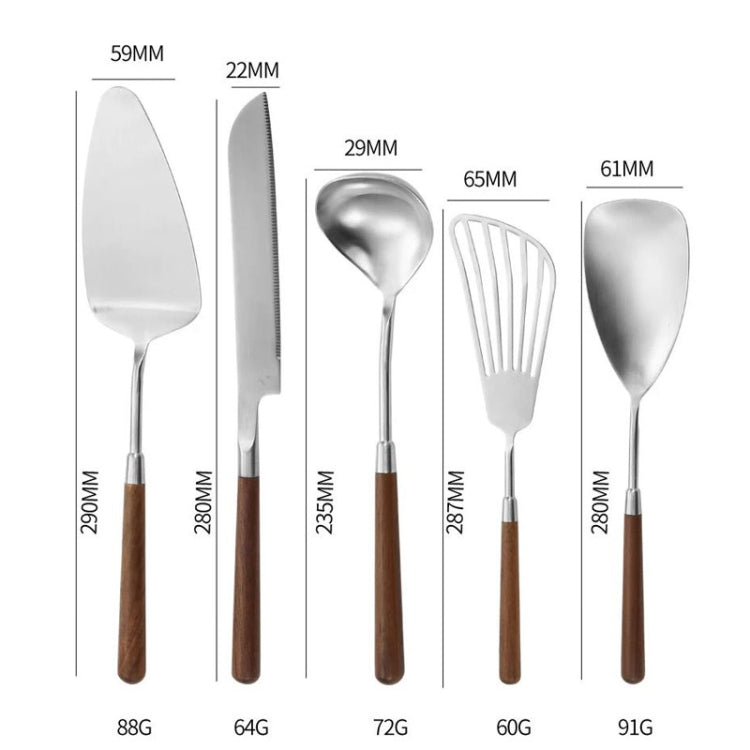 304 Stainless Steel Walnut Handle Cooking Tools Home Restaurant Kitchen Gadgets, Style: Rice Spoon - Cooking Tools by PMC TechLife | Online Shopping South Africa | PMC TechLife | Buy Now Pay Later Mobicred