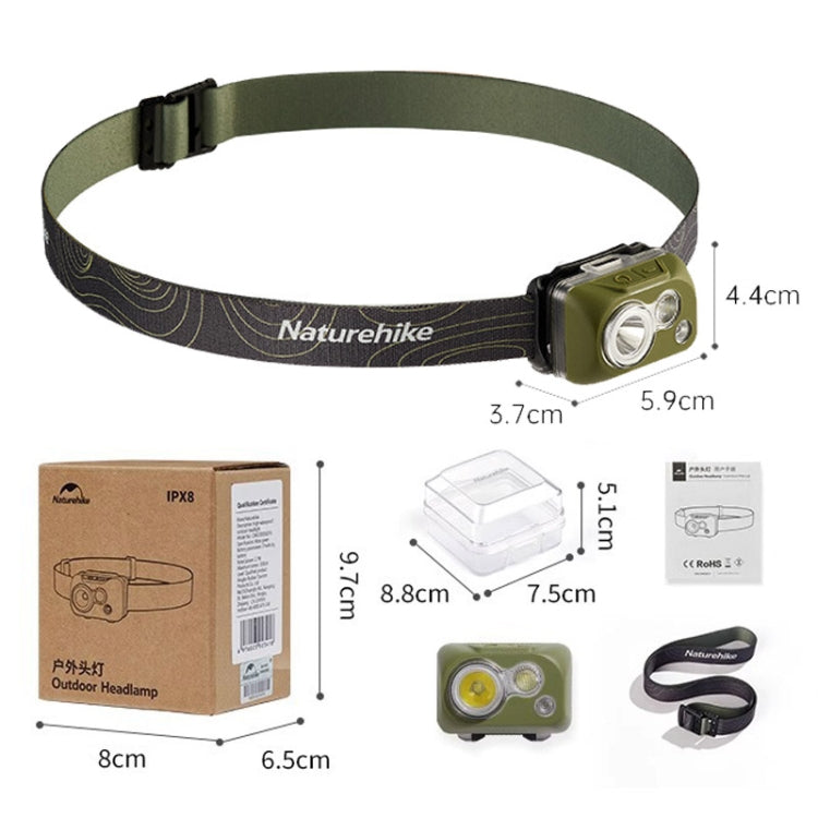 Naturehike IP68 Grade Waterproof Headlamp Outdoor Hiking Mountaineering Strong Light Headwear Lighting(Dark Green) - Headlamp by Naturehike | Online Shopping South Africa | PMc TechLife | Buy Now Pay Later Mobicred