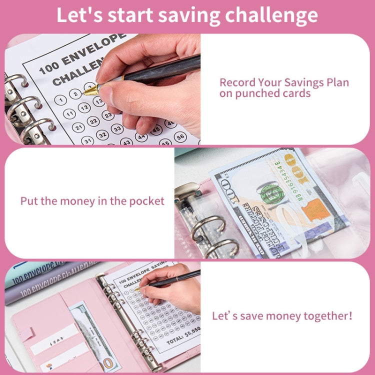 A5 100 Day Savings Challenge Envelope Budget Planner Binder Notebook Handbook, Color: Words Blue - Notebooks by PMC TechLife | Online Shopping South Africa | PMC TechLife | Buy Now Pay Later Mobicred