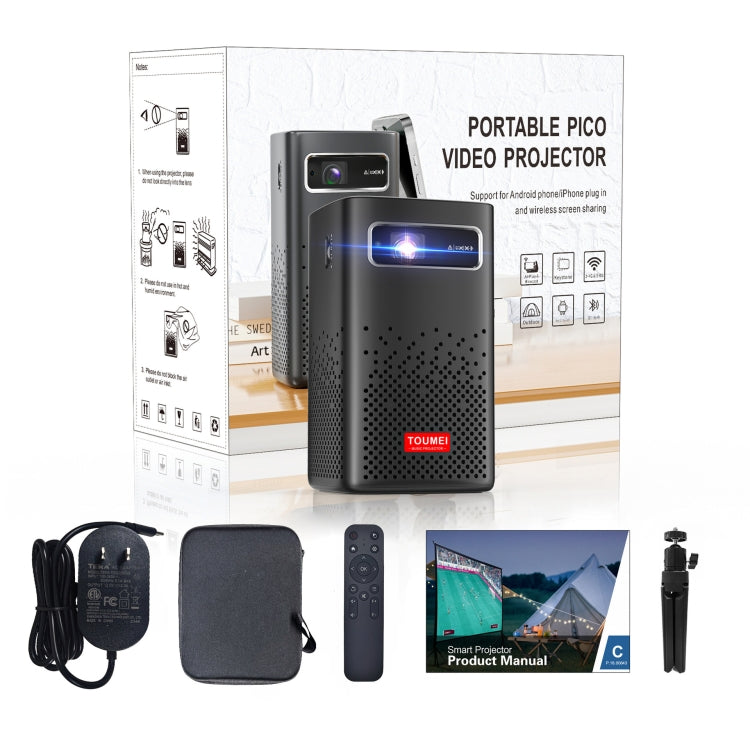TOUMEI C900 Outdoor Portable Built-In Battery 4K HD Home Music Projector US Plug(Black) - Mini Projector by TOUMEI | Online Shopping South Africa | PMc TechLife | Buy Now Pay Later Mobicred