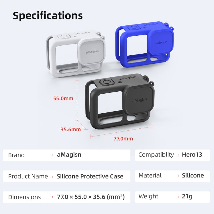 For GoPro HERO13 Black AMagisn Silicone Case Protective Cover(Blue) - Silicone Cases by aMagisn | Online Shopping South Africa | PMc TechLife | Buy Now Pay Later Mobicred