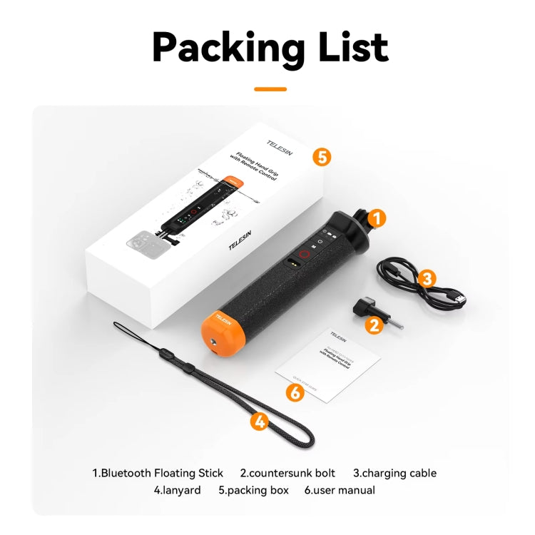 TELESIN Bluetooth Buoyancy Bar 15m Waterproof Depth For GoPro HERO13 / 12 / 11 / 10 / 9 / 8 Black - free shipping - PMC TechLife - Order now!
