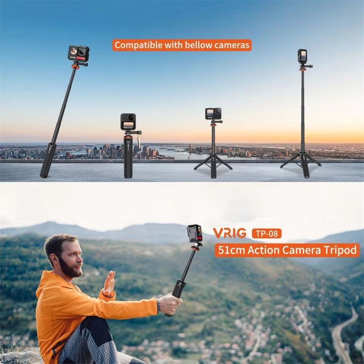 VRIG Action Camera Tripod Selfie Stick 17-51cm Adjustable Extension Pole for Insta360 / DJI Action / GoPro HERO - free shipping - PMC TechLife - Order now!