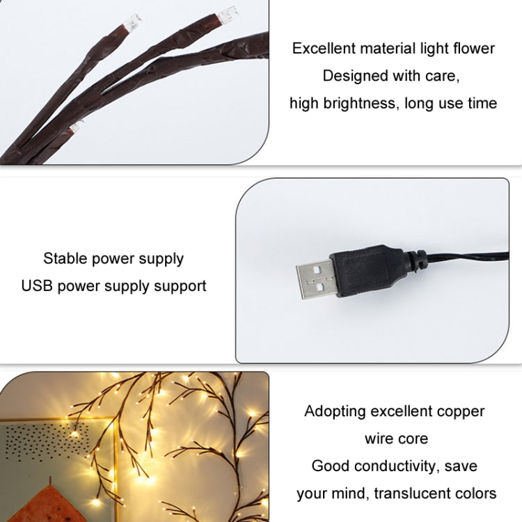 2.3m 144 LEDs Branch Rattan String Lights Wedding Home Decor Garland Lamps, Style: USB Always-on(Warm White) - USB Light by PMc TechLife | Online Shopping South Africa | PMc TechLife | Buy Now Pay Later Mobicred