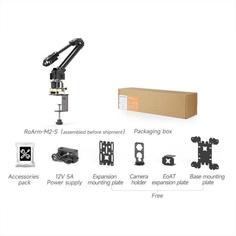 Waveshare 25118 RoArm-M2-S Desktop Robotic Arm Kit, Based On ESP32, 4-DOF(EU Plug) - free shipping - PMc TechLife - Order now!