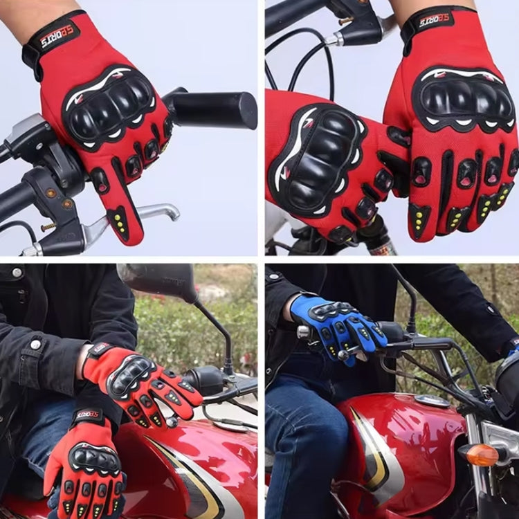 Motorcycle Gloves Men Riding Racing Anti-Slip Hard Shell Outdoor Full Finger Touchscreen Gloves, Size: Average(Blue) - free shipping - PMC TechLife - Order now!