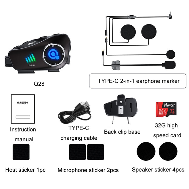 KUQIBAO Q28 Motorcycle Riding Helmet Bluetooth-compatible Headset Recorder(2 In 1 Microphone) - free shipping - PMC TechLife - Order now!