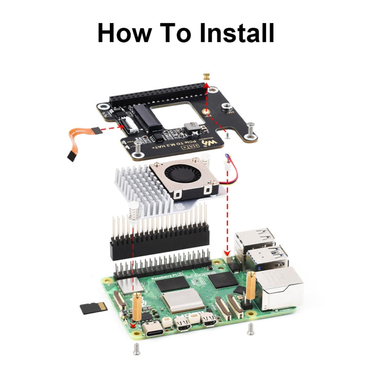 Waveshare For Raspberry Pi 5 PCIe To M.2 Adapter, NVMe Protocol M.2 SSD Basic Kit - free shipping - PMC TechLife - Order now!