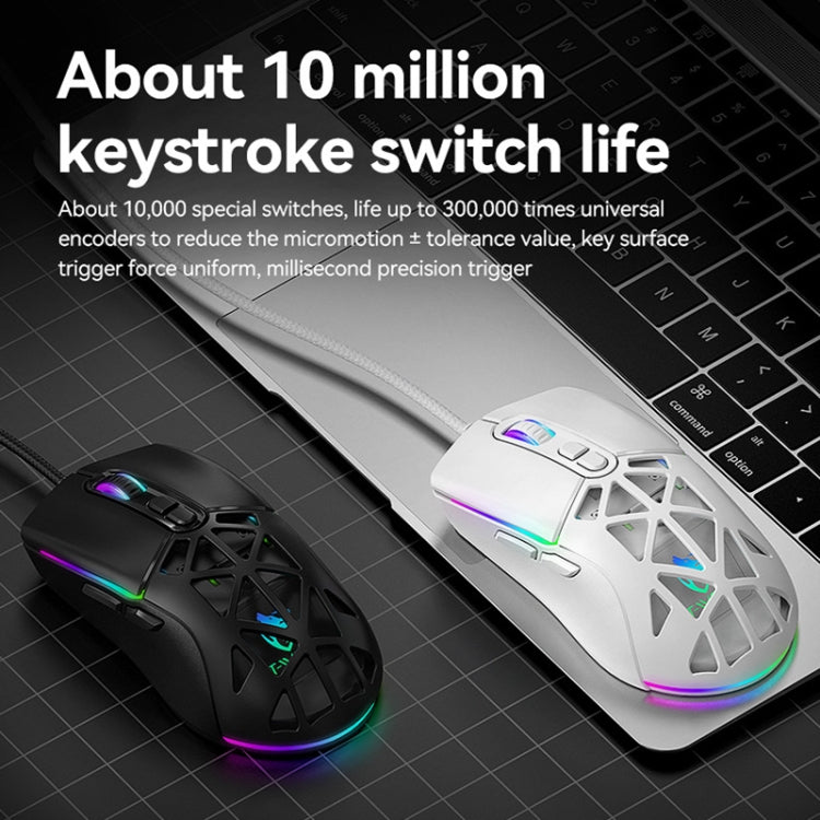 T-WOLF G520 7-keys RGB Marquee Honeycomb Hollow Gaming Wired Mouse(White) - Wired Mice by T-WOLF | Online Shopping South Africa | PMC TechLife | Buy Now Pay Later Mobicred