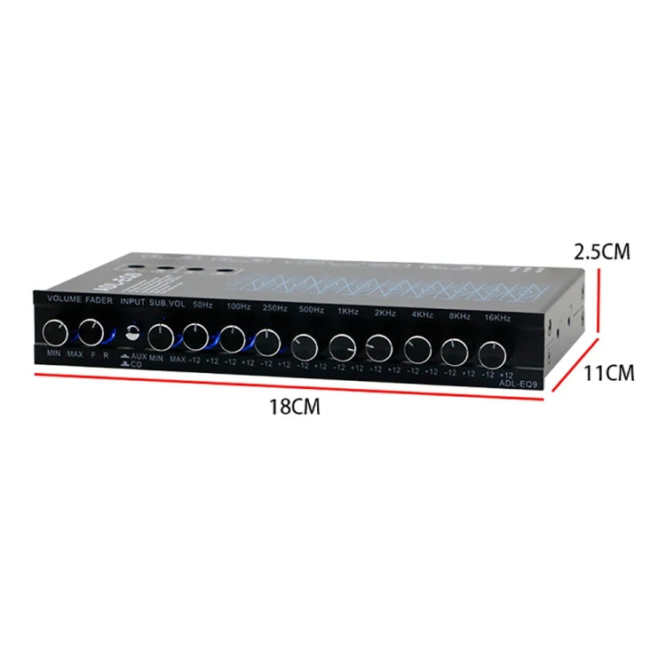 ADL-EQ9 Car Audio 9-Band Equalizer EQ Tuning Crossover Amplifier(Black) - Car Amplifiers by PMC Jewellery | Online Shopping South Africa | PMC Jewellery | Buy Now Pay Later Mobicred