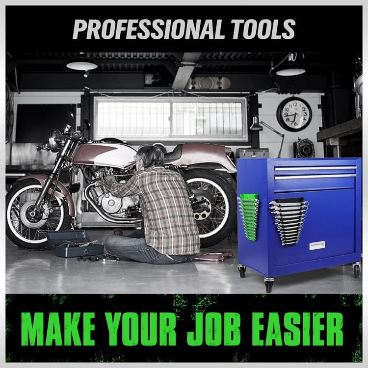 12-Slot Plastic Magnetic Removable Tray Wrench Storage Bracket(Black+Green) - Other Tools by PMC TechLife | Online Shopping South Africa | PMC TechLife | Buy Now Pay Later Mobicred