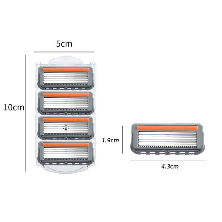 4pcs /Pack Six Blade OpenBack System Skin Razor Refills for Men - Accessories by PMC TechLife | Online Shopping South Africa | PMC TechLife | Buy Now Pay Later Mobicred