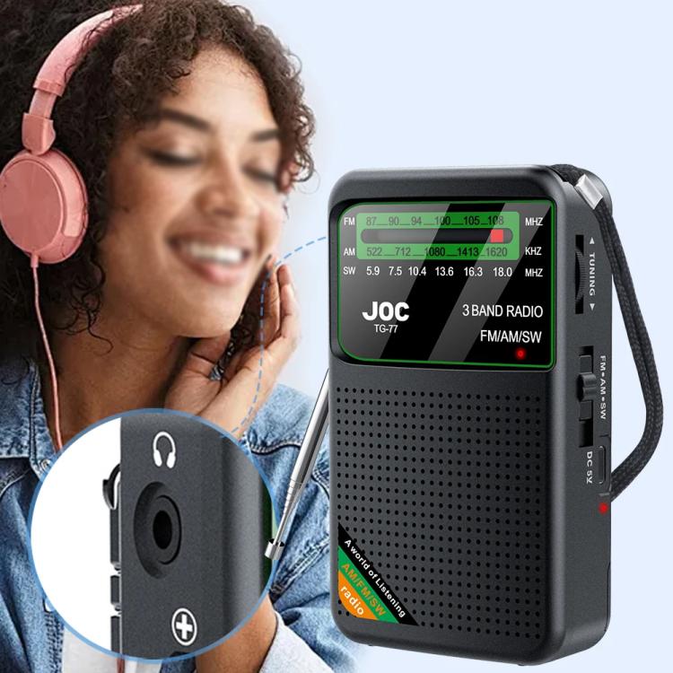 JOC TG-77 Mini FM / AM / SW Portable Full-Band Full-Channel Radio(Black) - free shipping - PMC TechLife - Order now!