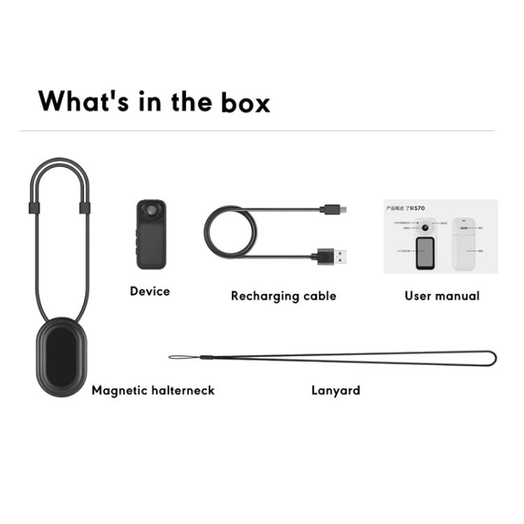 Anytek S70 Magnetic Thumb Sports Camera HD Outdoor Portable Riding Camera(White) - Video Cameras by Anytek | Online Shopping South Africa | PMC TechLife | Buy Now Pay Later Mobicred