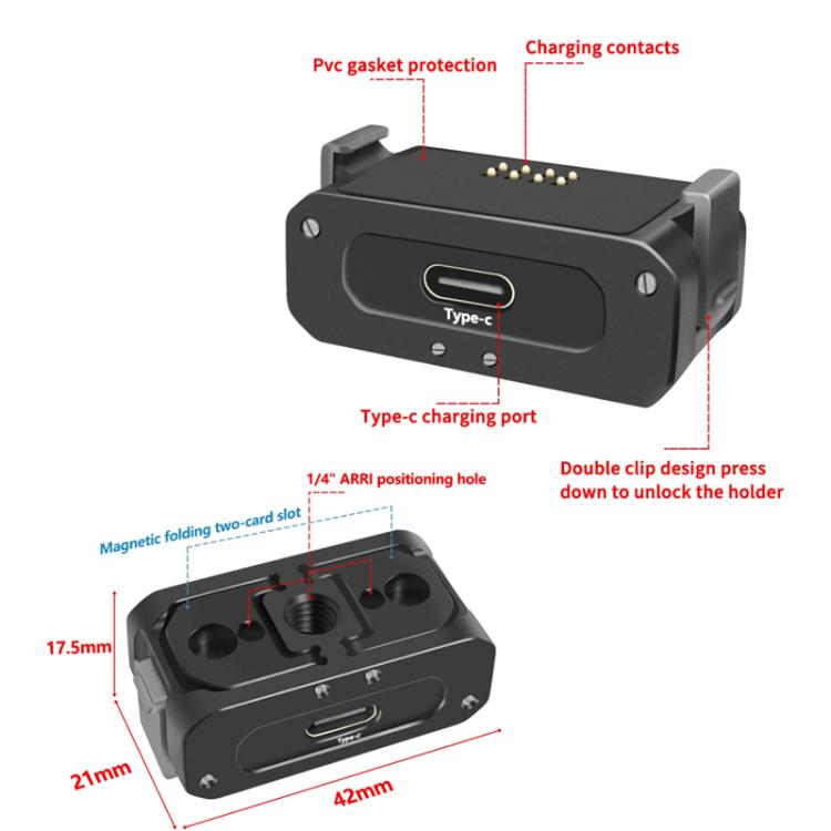 For DJI Osmo Action 2 Camera Magnetic Charging Base with 1/4 Inch & Arri Hole, Spec: Set D - free shipping - PMC TechLife - Order now!