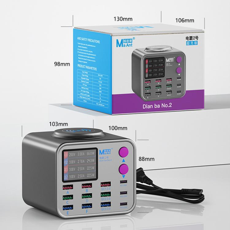 MaAnt DianBa No.2 USB Multi-port Mobile Phone Repair Desktop Charging Station EU Plug - free shipping - PMC TechLife - Order now!