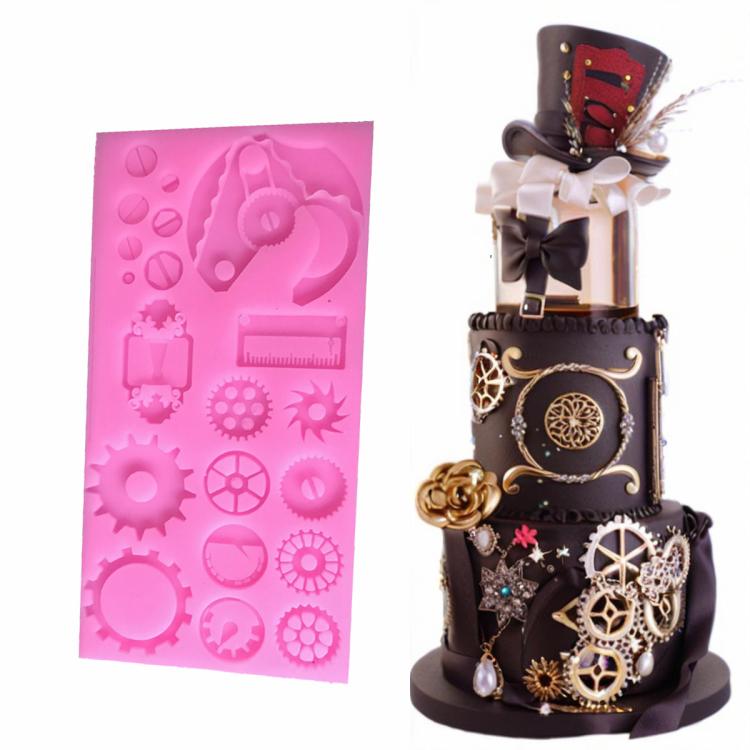 Mechanical Gear Silicone Cake Fondant Mold For Sugarcraft, Cupcake Topper, Jewelry, Polymer Clay, Crafting Projects(Pink) - free shipping - PMc TechLife - Order now!