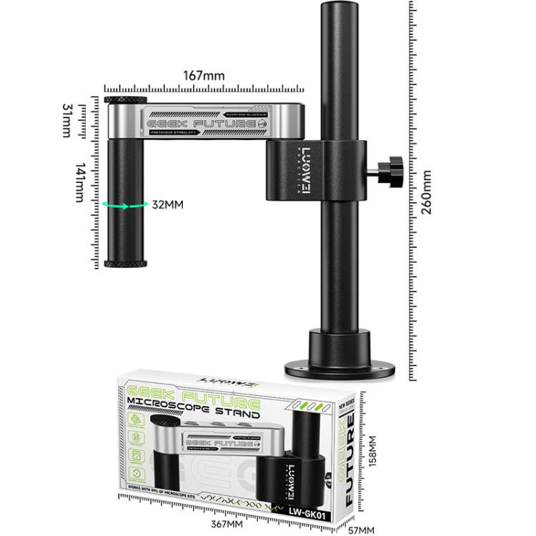 LUOWEI GK01 Short Arm 32mm Microscope Swing Arm Metal Universal Lifting and Stacking 360 Degree Single Arm Fixed Repair and Inspection Stand - free shipping - PMC TechLife - Order now!