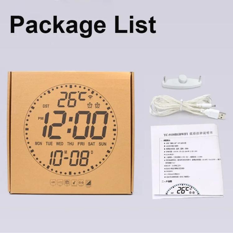 Wifi App Control LED Digital Wall Clock With RGB Light Multi-Functional Alarm Clock(Black Shell Colth Surface) - Wall Clock by PMc TechLife | Online Shopping South Africa | PMc TechLife | Buy Now Pay Later Mobicred