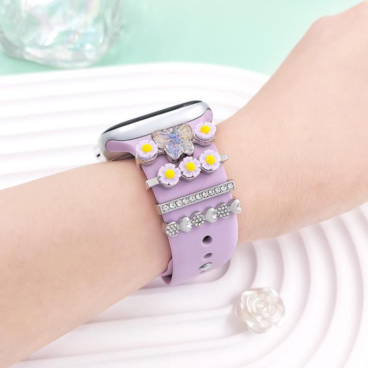 4pcs / Set 22mm Width Smart Watch Butterfly Flower Band Decorative Ring Metal Accessories, Style: 1 - Watch Decorations by PMC TechLife | Online Shopping South Africa | PMC TechLife | Buy Now Pay Later Mobicred