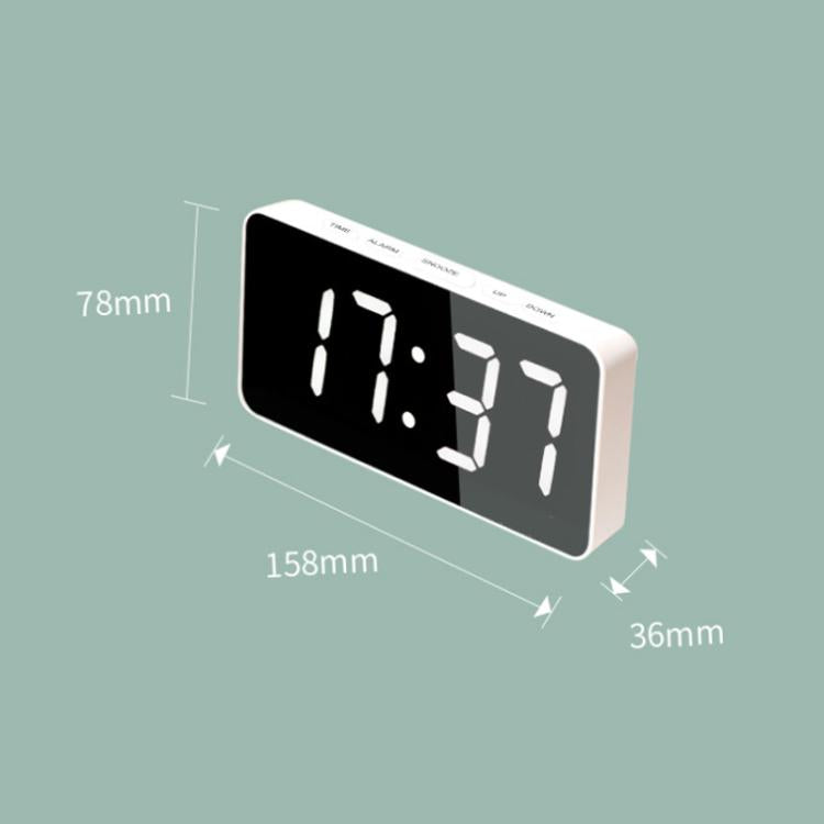 LED Mirror Digital Clock with Type-C Charging Port & 18650 Battery Compartment (Battery Not Included)(White+White) - Alarm Clocks by PMc TechLife | Online Shopping South Africa | PMc TechLife | Buy Now Pay Later Mobicred